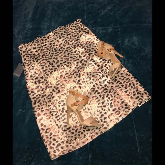 NWT Eloquii Metallic Leopard Pleated Skirt Sz 22 - Picture 2 of 8